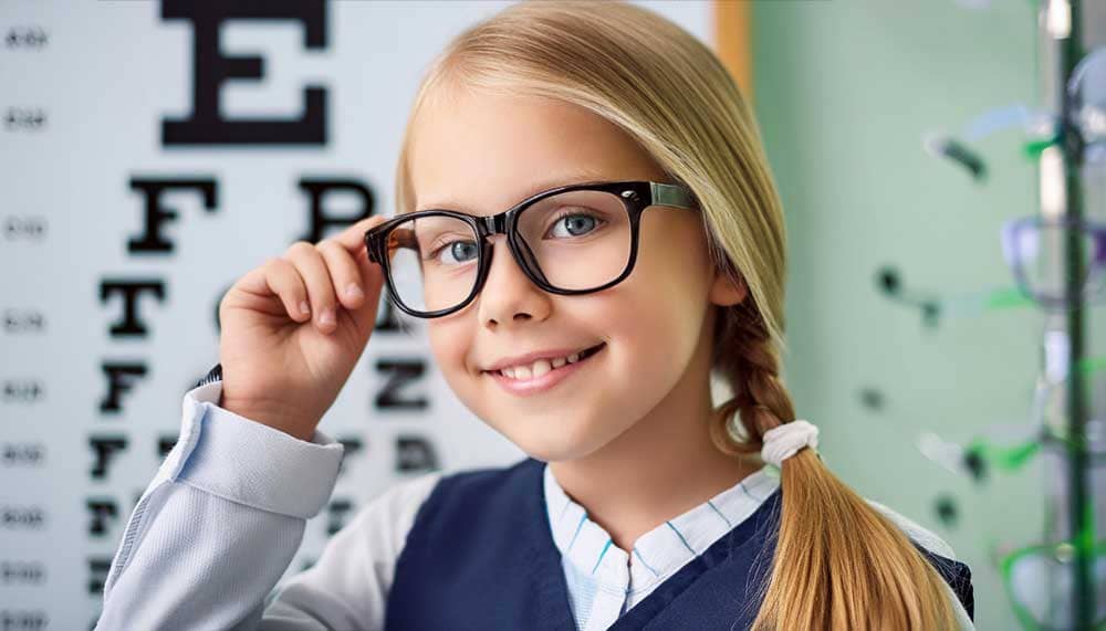 fille enfant hypermetrope qui porte des lunettes